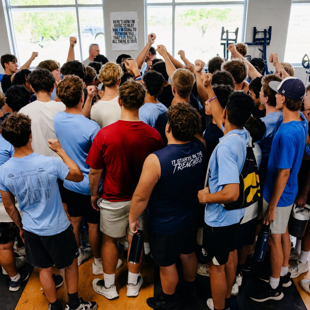 Team of athletes training together in a performance gym